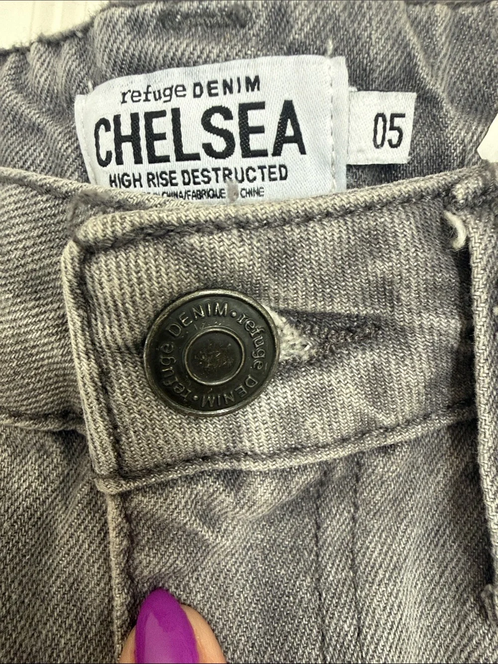 refuge Gray Distressed Denim Jean Shorts